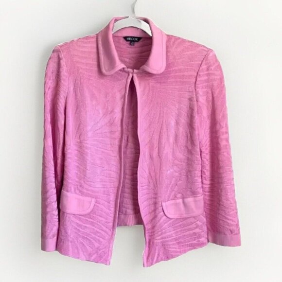 Misook Women's Knit Blazer Size SP Bubblegum Pink Rayon Old Money Feminine - Picture 1 of 12